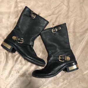 Vince Camuto Moto Boots with Gold Buckles
